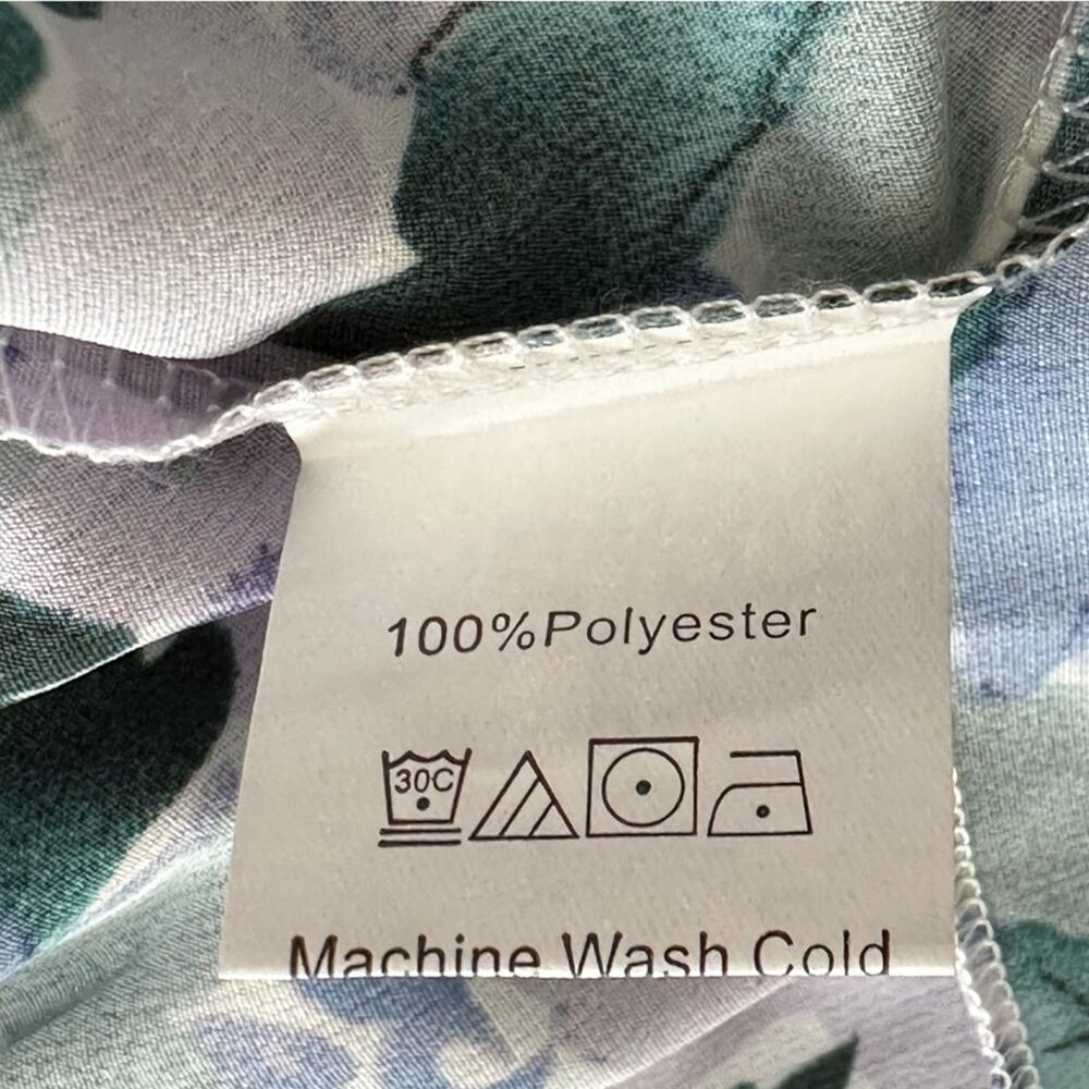 Anna-Kaci Dress Lavender Green Floral Flutter Short Sleeve Tiered Boho Small - Picture 13 of 15
